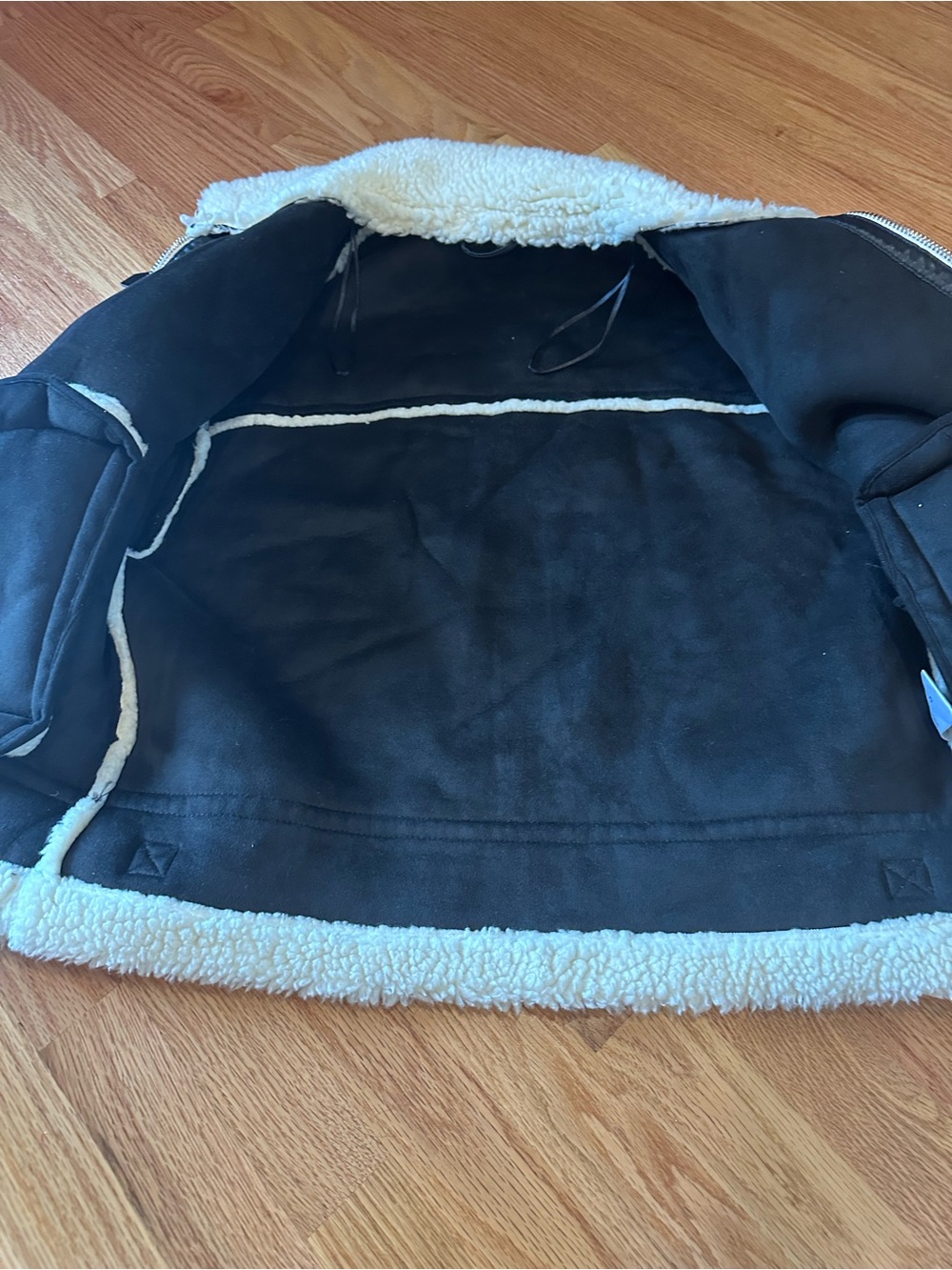 Cream Sherpa Jacket with Black Trim - Picture 5 of 5